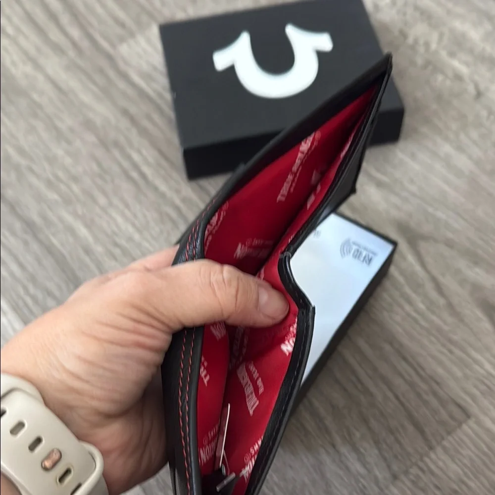 True Religion Black and Red Card Holder